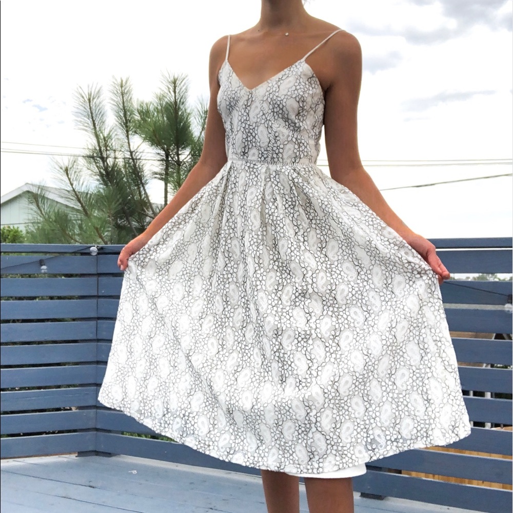 white lace midi dress
